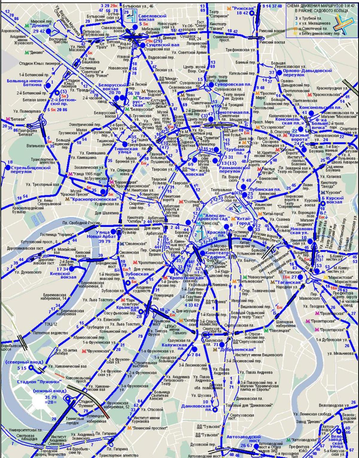քարտեզը Մոսկվայի տրոլեյբուս