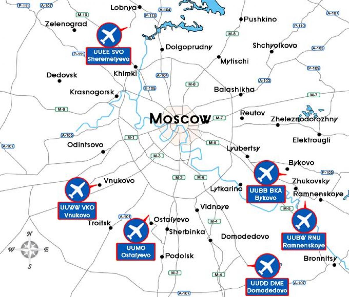 քարտեզը մոսկվայի օդանավակայաններից