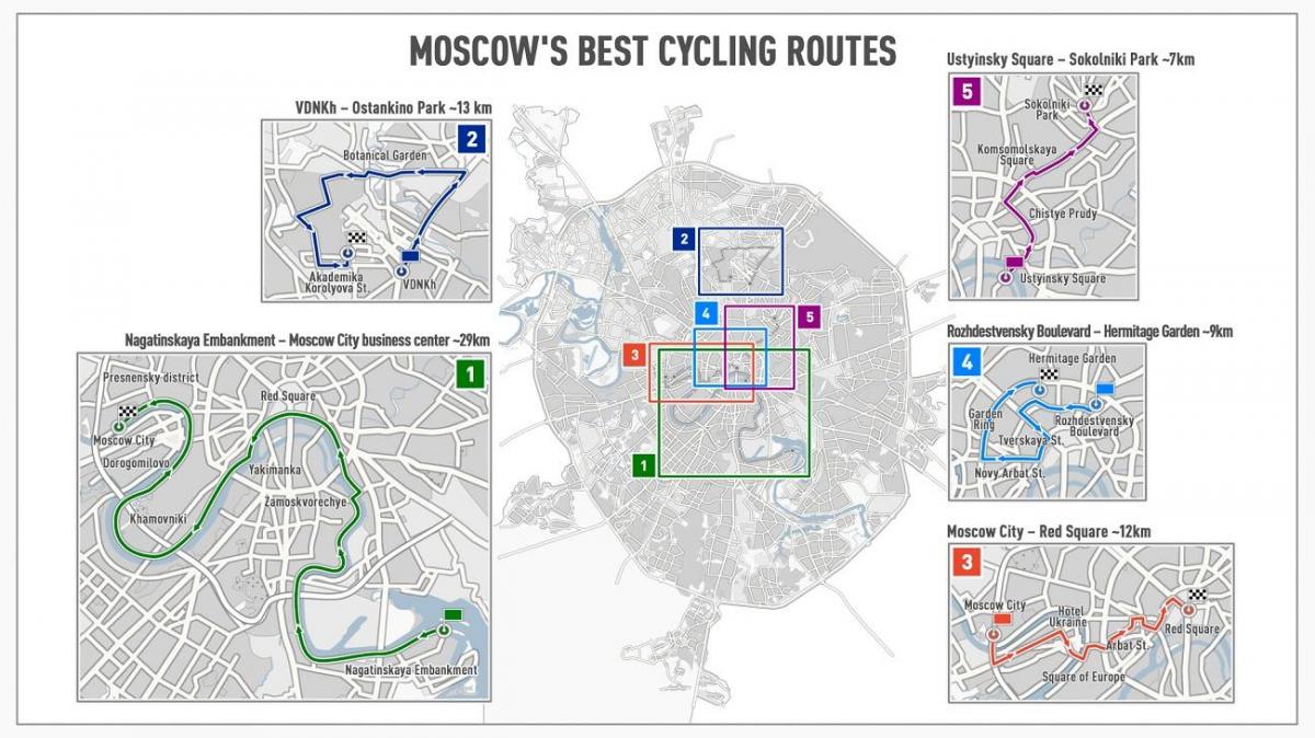 Մոսկվան հեծանվային արահետը քարտեզի վրա